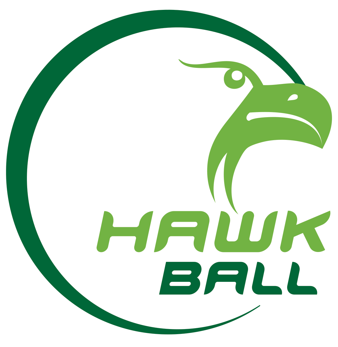 round logo incorporating a hawk's head in profile